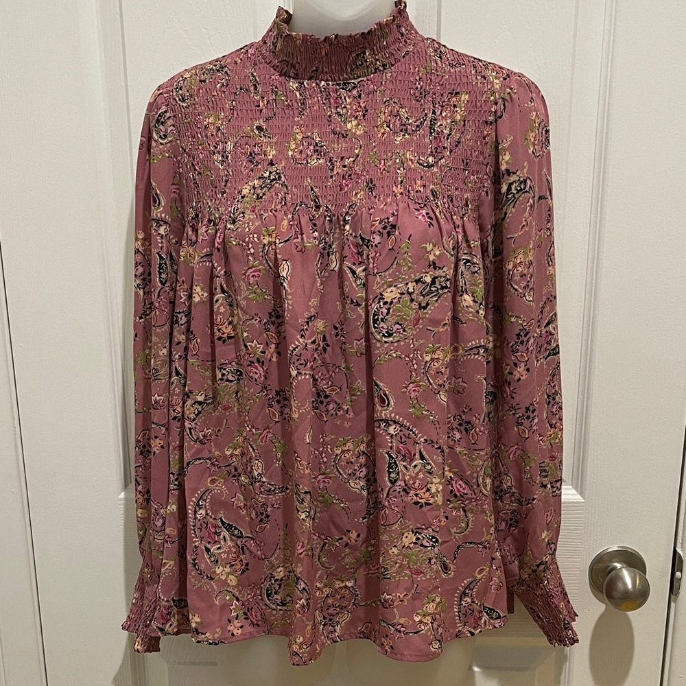 Floral Smocked Women's Top - Pink